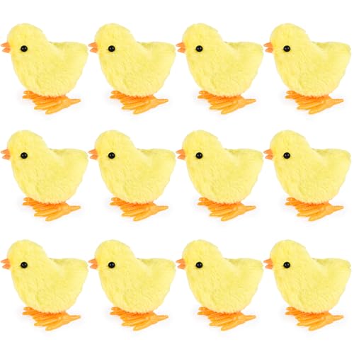 3 otters 12pcs wind up toys wind-up jumping cute chicken plush chicks toy for kids goodie bags treasure chest party favors gifts