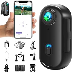 NNYYMH Mini Caméra Sport 4K, Mini Caméra d&rsquo;action WiFi, Camera Vlog Portable, Caméscope POV pourc Sports Extérieurs, 360° Bodycam, Caméra Casque pour Vélo, Accessoires Multifonctionnels