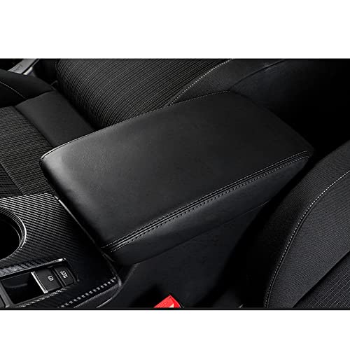 DEYTOP Center Console Car Cover for 2022 Honda Civic Accessories Console Armrest Cover for 11th Gen Honda Civic 2022 Sedan Hatchback Anti-Scratch Leather Armrest Pad (Black with Black Stitches)