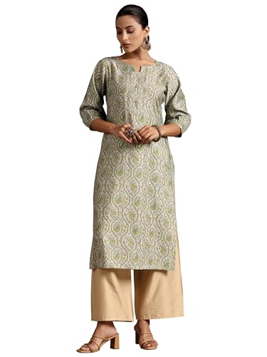 Image of Libas Womens Printed Silk Straight Kurta for Women Suit
