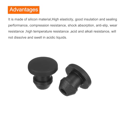 Image of MECCANIXITY Silicone Snap in Locking Hole Plugs,Rubber Panel Seal Cover Flush Type Panel Round for Kitchen Rubber Bulkheads Waterproof Sealing Plugs 4.5mm /0.18 Inch Diameter Black,Pack of 50
