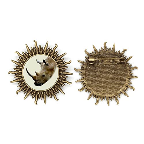 Rhinocéros Corne latérale oreille art déco mode métal Sonne Brosche Haken Pin