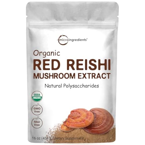 Micro Ingredients Organic Reishi Mushroom Extract, 16 oz | 100:1 Red Reishi | Supports Immunity, Mood & Stress Relief | Great for Tea, Tonic & Daily R