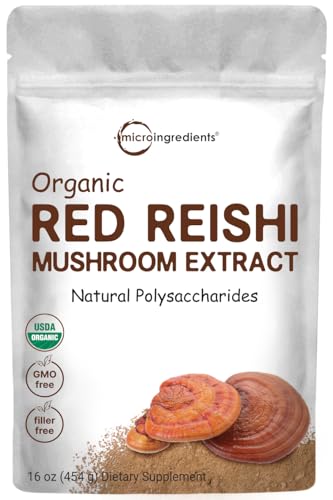 Micro Ingredients Organic Reishi Mushroom Extract 16 oz | 100:1 Red Reishi | Supports Immunity Mood & Stress Relief | Great for Tea Tonic & Daily Rituals | Non-GMO Vegan Friendly