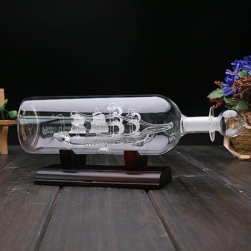 catazer Home Decore Ship in A Bottle Glass Boat Wooden Home Room Decoration Vintage Hogar Decoration Accessories (White)