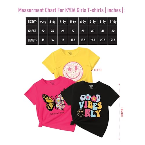 Image of KYDA KIDSGirls 100% Pure Cotton Printed Tshirt (Pack of 3)