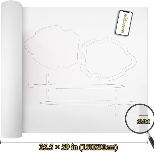 Image of MEARCOOH 2-Pack Large EVA Foam Sheets, White 3mm EVA Foam Roll (1mm to 6mm), 35.5 inch x 59 inch Sheet Premium High Density 86 kg /m3 for Cosplay, Crafts Projects (2PCS White 3mm)