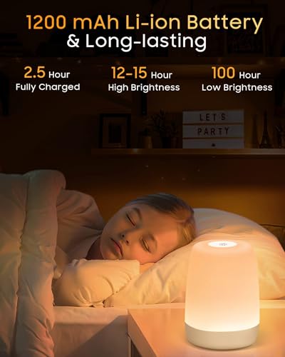 MEDE Night Light Baby Touch Lamps Bedside Dimmable Nightlight,LED Childrens Night Light Kids with Timer & RGB Changing & Memory,USB Rechargeable Portable Bedside Table Lamp for Bedroom Breastfeeding - Cosy Home Interiors MEDE Night Light Baby Touch Lamps Bedside Dimmable Nightlight,LED Childrens Night Light Kids with Timer & RGB Changing & Memory,USB Rechargeable Portable Bedside Table Lamp for Bedroom Breastfeeding - Image 4