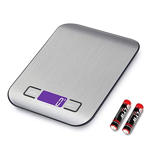 Digital Food Kitchen Weighing Scales Stainless Steel Multifunction 10KG Cooking Measuring Scale Waterproof for Home Baking, LCD Display, Ultra Slim, Black