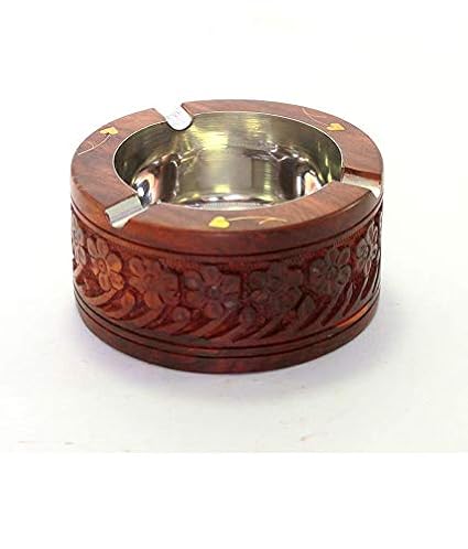 Woodykart Handicrafts Table Top Decorative Wooden Beautiful Antique Wooden Ashtray