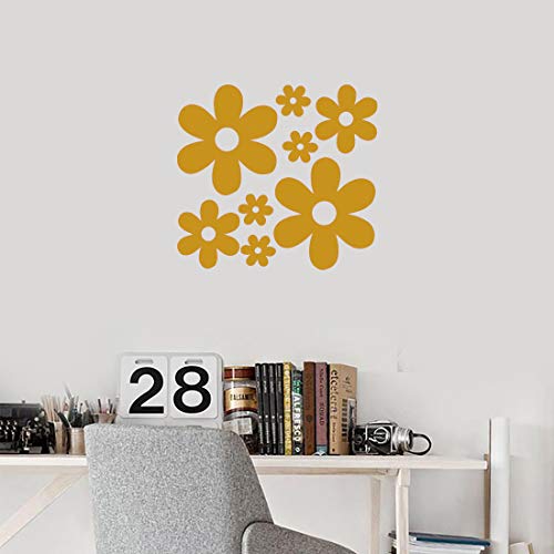 Image of Groovy Daisy Flower (Metallic Gold) (Set of 2) Premium Waterproof Vinyl Decal Stickers for Laptop Phone Accessory Helmet Car Window Bumper Mug Tuber Cup Door Wall Decoration