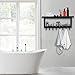 OYEFLY Pool Towel Rack,Wall Mount Towel Hooks Towel Holder with 8 Hooks,Pool Area Outside Sign (Black with Shelf, 16.1in)