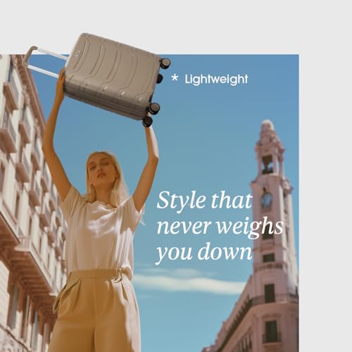 Image of Skybags Cabin Curve Size Hard Spinner Luggage (56 Cm)|Polypropylene Spinner Luggage Trolley with 8 Wheels| Brown|Unisex, Beige, Small