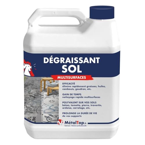 Métaltop - Degraissant Sol - 1 L - Nettoyant choc pour garage, sol béton et atelier