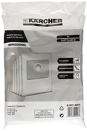 Karcher Fleece Dust Bags for NT 20/1 Vacuum Cleaners Pack of 5