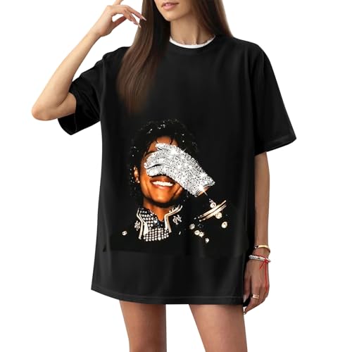 M-J t Shirt Merchandise This is it M-J Graphic USA Singer Movie Merch Shirt Streetwear Y2k Top Double-Side Printed Tee for Fans Men and Women 01-Black L