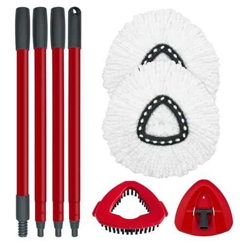 Spin Mop Replace Head, Base, Mop Handle Replacement for OCedar EasyWring 1 Tank System, Include...