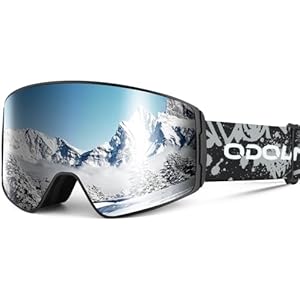 Odoland Lunettes de Ski pour Enfants, Lunettes de snowboard Cylindriques, Anti-buée, Anti-UV, Coup-vent, à vue Large pour Garçons et Filles, compatibles avec un casque Argent VLT10%