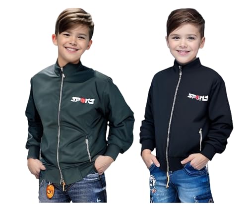 Image of HRKK Kids Windcheaters Solid Polyester Blend Jackets for Boys and Girls |