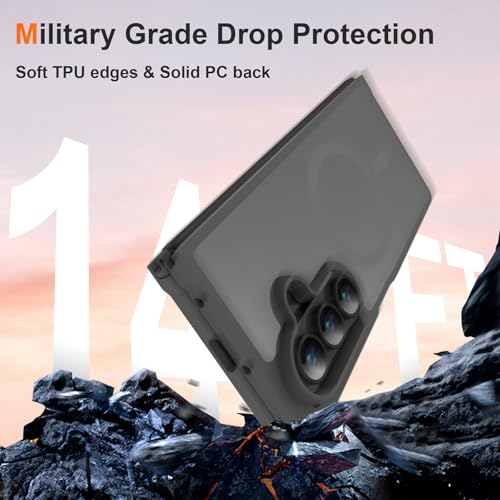 Image of ORETECH Magnetic for Samsung Galaxy Z Fold 7 Case, Translucent Back Non-Slip Hard PC Shockproof Bumper Protective Phone Case Cover for Samsung Z Fold 7 - Grey