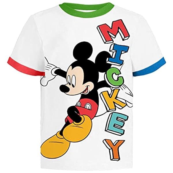 Disney Mickey Mouse Shirt for Kids (Boys Clothes) Fantasia Tshirt 2T Toddler Bl/Wh/Bk SS