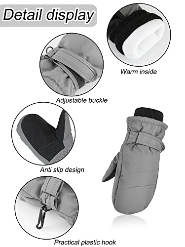 3 Pairs Kids Waterproof Mittens Thicken Toddler Winter Snow Gloves Warm Ski Gloves for Girls Boys4