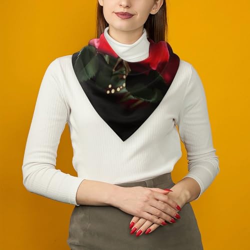 Rose Flower Head Scarf Like Silk Scarf Lightweight Fashion Satin Hair Bandanas for Women Boho Headscarf Hair Wrap Bandana Headband Handkerchief Silk Scarves for Bag Purse Neck 18 Inch4