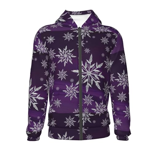 Snowflake Gradient Purple Kids Pullover Hoodies Boys Zip Up Sweatshirts Girls Athletic Clothes with Pocket2