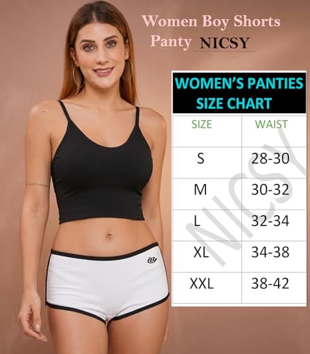 Image of NICSY Panty for Women Girls Ladies Underwear Comfortable Breathable Cotton Side Cut Hipster Ladies Panties Stretch Boxer Brief