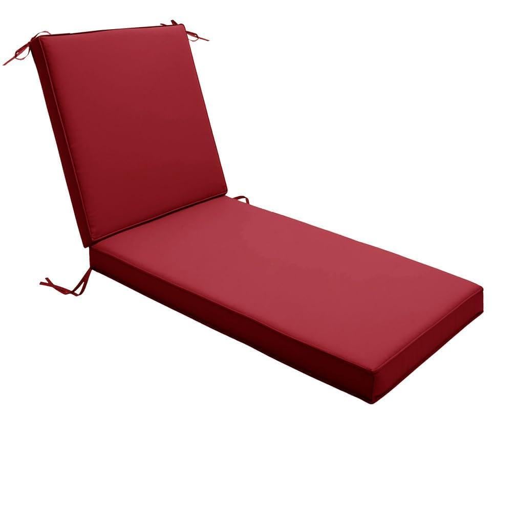 Coussin imperméable pour chaise longue – Matelas de rechange épais et doux pour transats, chaises longues et chaises longues au bord de la piscine, attaches antidérapantes 190 x 60 x 10 cm, rouge