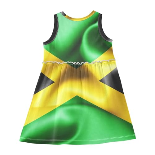Aflyko Patriot Girls Sleeveless Dress Jamaican Flag Smoke Adorable Tank Play Sundress 2T-8T2
