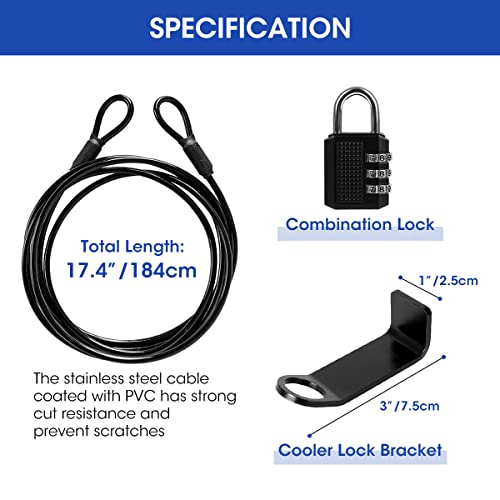 Aieve Cable Lock And Bracket For Yeti Cooler, 6Ft Heavy Duty Cooler Lock, Cooler Accessories For Secure Yeti/Rtic Cooler To Kayak, Deck, Truck #TOP1