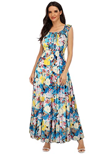 Image of OSTOO Women's 2026 Summer Boho Floral Print Tiered Casual Flowy Long Maxi Dress