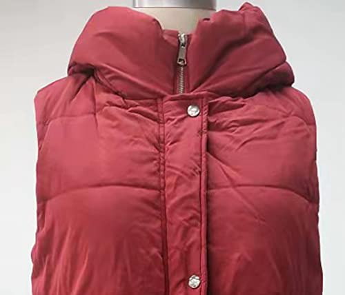 Women's Hooded Long Down Vest Full-Zip Sleeveless Puffer Vest Fashionable Coats Jacket4