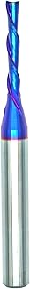 Spiral Router Bits Down Cut 1/8 inch Cutting Dia 1/4 inch Shank Solid Carbide End Mill with Nanco Blue Coating CNC Bits for Wood Cut 3D Carving Engraving