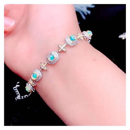 Bracelet opale naturelle femme en argent 925 véritable avec pierres 4x5mm oval