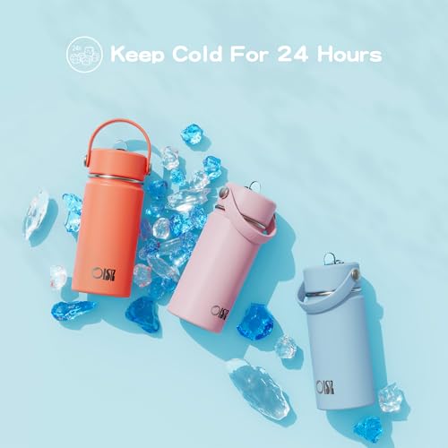 OISIZ Kids Botella de Agua con Tapa de Pajilla 14oz, Botella de Acero Inoxidable 316 Aislada al Vacío para Niños, a Prueba de Fugas, Libre de BPA, Mantiene Frío por 24 Horas miniatura 4
