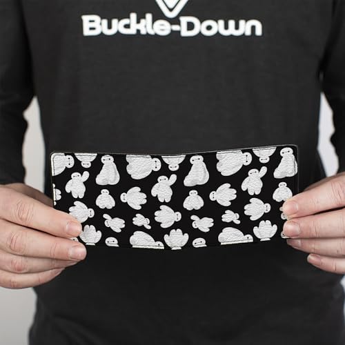 Buckle-Down Disney Wallet, Bifold, Big Hero 6 Baymax Poses Scattered Black White, Vegan Leather4