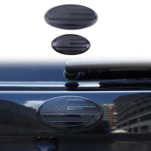 Image of Car Front Rear Emblems Trim Cover Compatible with Subaru Outback 2021-2026，ABS Car Front Rear Logo Trim Cover，Front Grille and Tailgate American Flag Decoration Emblems Accessories