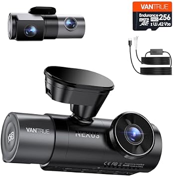 VANTRUE N5S Dash Cam & 256GB Genuine mciro SD Card & VP03 Direct Connection Power Cable