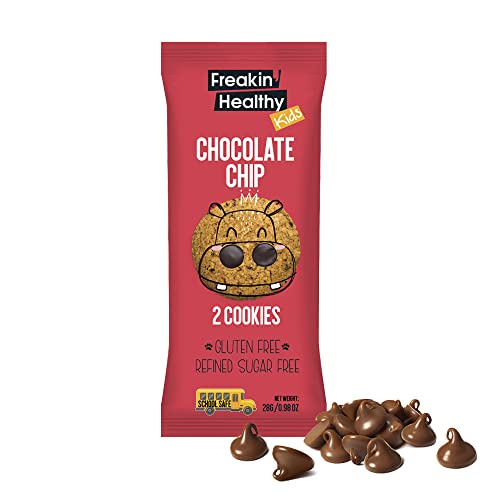 Freakin Healthy Chocolate Chip Cookies 28g – 2 Soft-Baked Biscuits, Made with Real Bananas, Plant Based Kids Snacks, Launch box friendly treat
