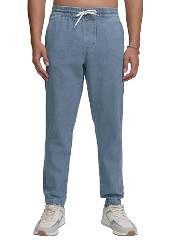 Highlander Men’s Tapered Fit Denim Jeans – Mid‑Rise, Cropped Length, Stretchable Cotton – 66% OFF