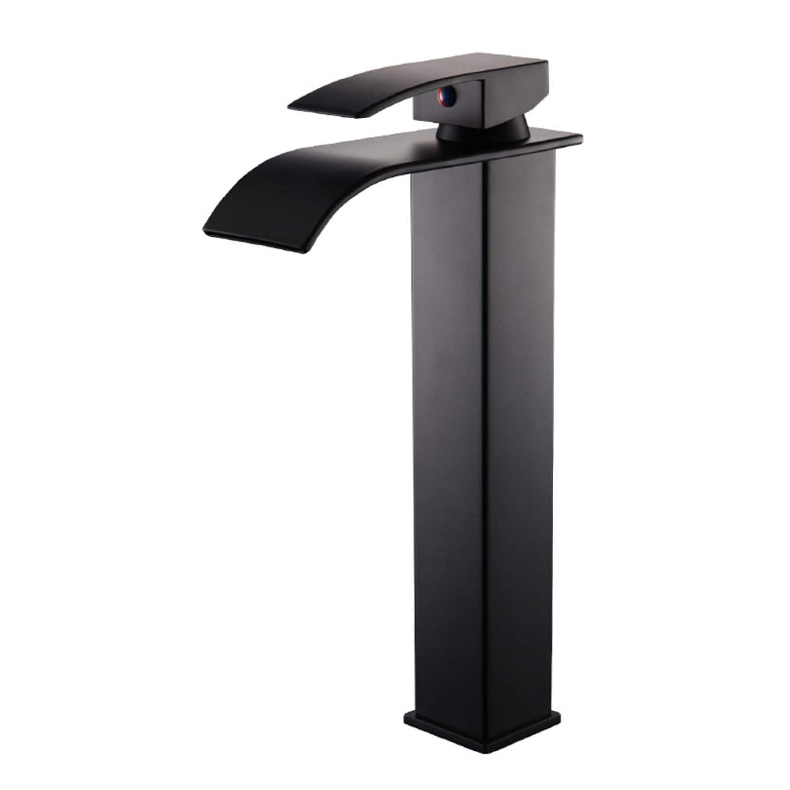 HCFYAUIS High Rise Basin Mixer Tap Hot and Cold Waterfall Taps for Bathroom Brass Countertop Washbasin Mixer Tap,Black