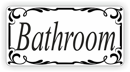 WaterShed Designs Bathroom Door Sign Self Adhesive Vinyl Sticker, Decal Bath Room Door Sticker, bathroom, WC