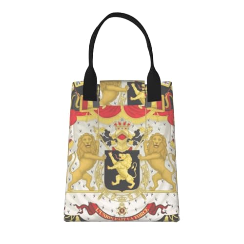 ‌Picnic Exterior Belgium Emblema Nacional Bolso Almuerzo Mujeres Hombres Tote Aislado Bolso Reutilizable Caja Almuerzo Para Hombres Nevera Almuerzo Aislada Bolso Para Adultos Niños‌