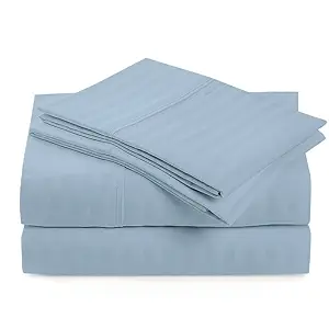 Sheet Set 4 Pcs - 600 TC Giza Cotton Elastic Fitted Bedsheet, flat Bed sheet with 2 Pillow Cover Extra Deep Pocket 8 Inch Fitted Sheet with Elastic All Around - Light Blue Solid - King Size