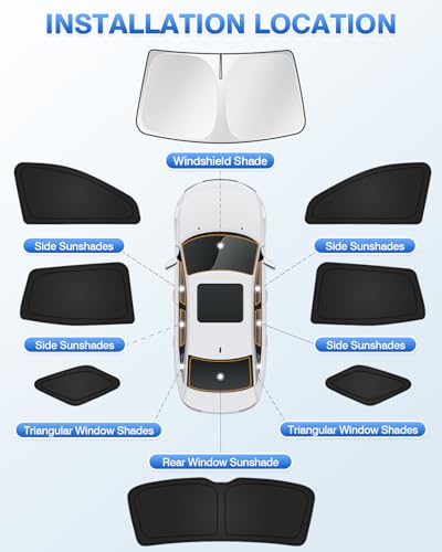 Image of Canvcle Sunshades for 2025 2026 Chevrolet /Chevy Equinox Accessories Windshield Sun Shade Side Rear Window Shade Cover Sun Visor Shield Privacy Protection Keep Car Cool Black 8PCS(NOT for Equinox EV)