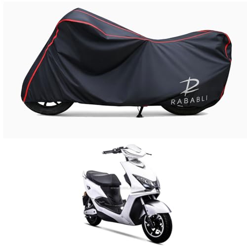 Image of Waterproof Bike Body Cover Compatible for | Kinetic Green Zing | Taffeta Fabric, Red Piping Design, Bottom Elastic Fit | Dustproof, Sun UV & Rain Protection for All Bikes