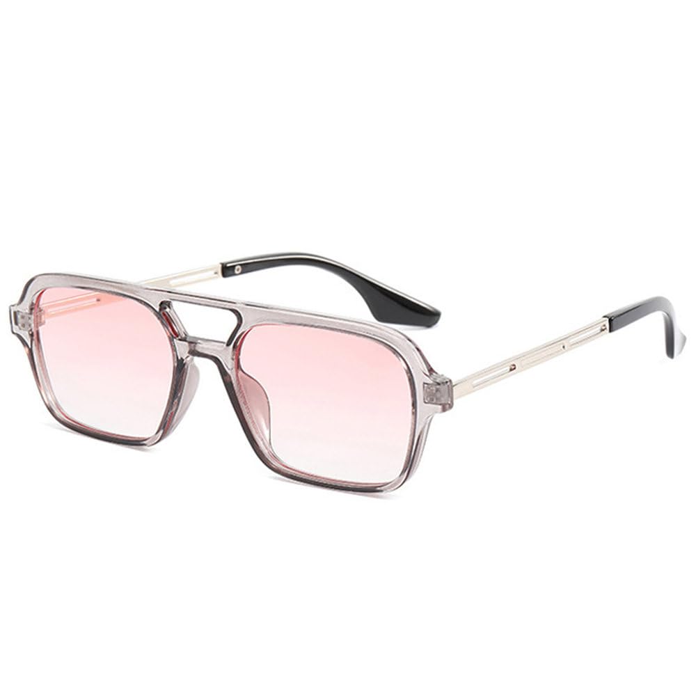 Retro podwójne mosty kwadratowe okulary przeciwsłoneczne moda damska przezroczyste okulary oceaniczne UV400 mężczyźni modne metalowe puste okulary przeciwsłoneczne