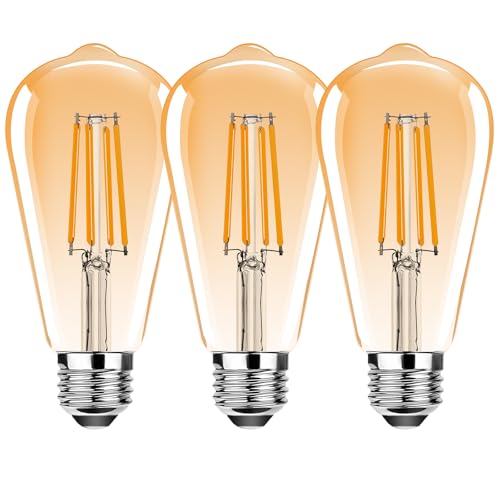 ProCrus ST19 Vintage LED Edison Light Bulbs E26 Led Bulb 25W Equivalent Vintage LED Filament Bulbs 2.5W Warm White 2200K 250LM Amber Glass Non-Dimmable 3 Pack